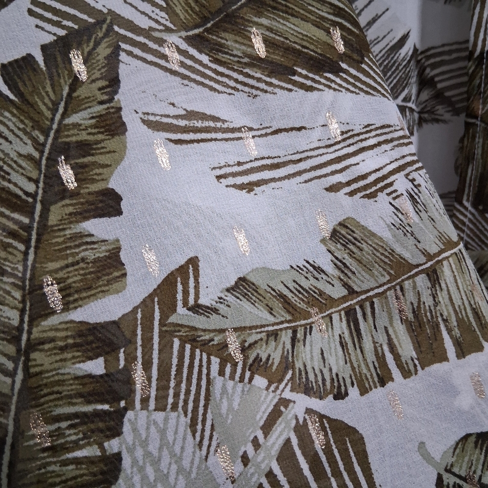 Kimono Duster Tropical Print Botanical Palm Leaves Long Length Gypsy Moondust - Picture 16 of 17